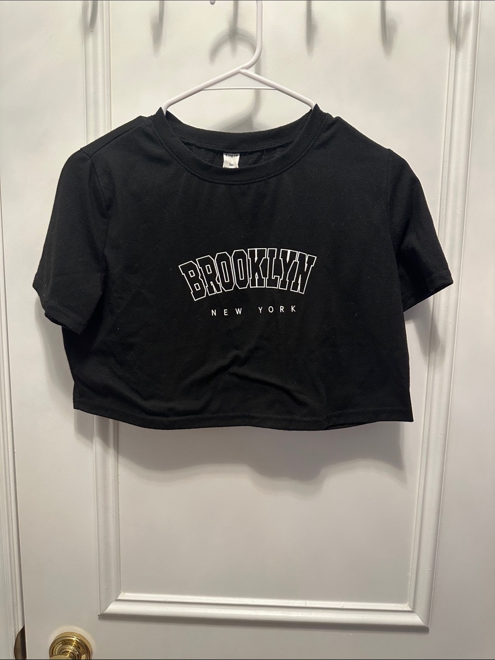 SHEIN Black 'BROOKLYN' Graphic Crop Tee